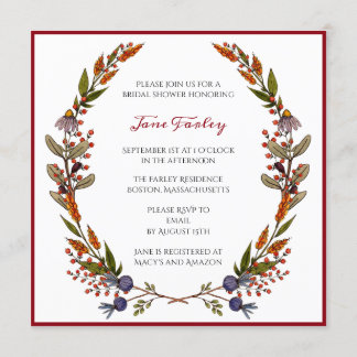 Invitation à la douche nuptiale du feuillage d'aut