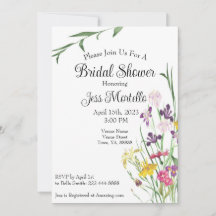 Invitation à la douche nuptiale du Fleur sauvage F