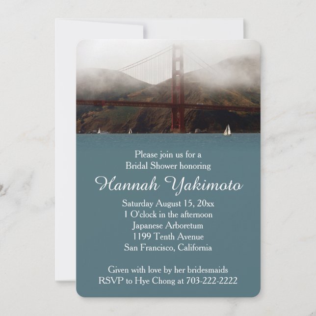 Invitation à la douche nuptiale du Golden Gate de  (Devant)