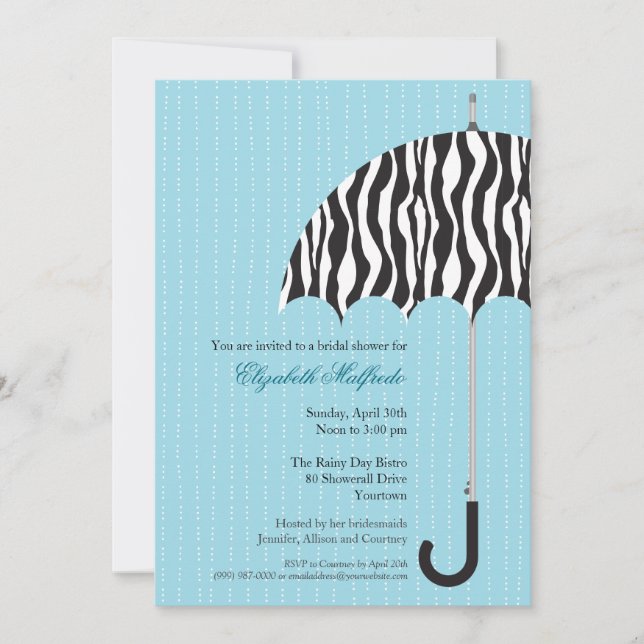 Invitation à la douche nuptiale du jour de la plui (Devant)