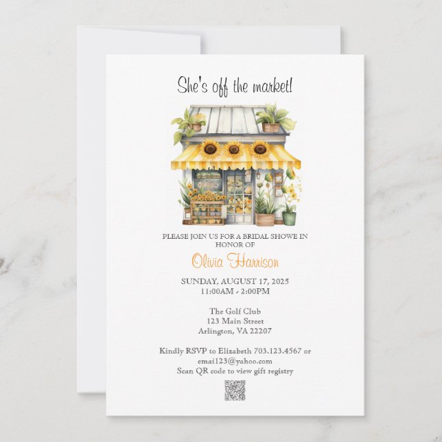 Invitation à la douche nuptiale du marché des tour (Devant)
