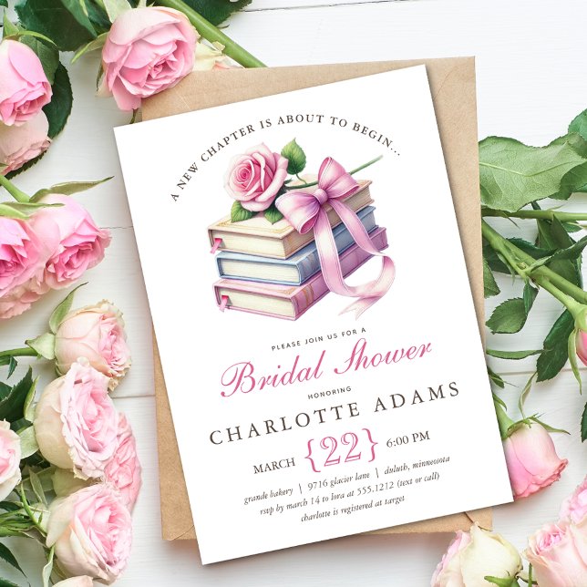 Invitation à la douche nuptiale du nouveau chapitr (Quaint New Chapter Bridal Shower Invitation)
