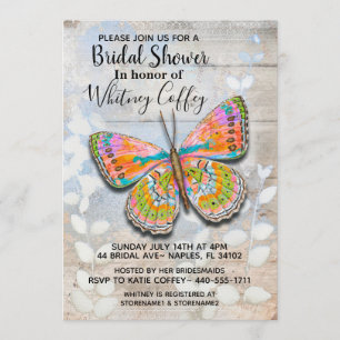 Invitation à la douche nuptiale du papillon de pri