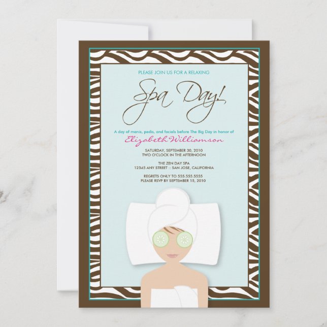 Invitation à la douche nuptiale du Spa (bleu) (Devant)