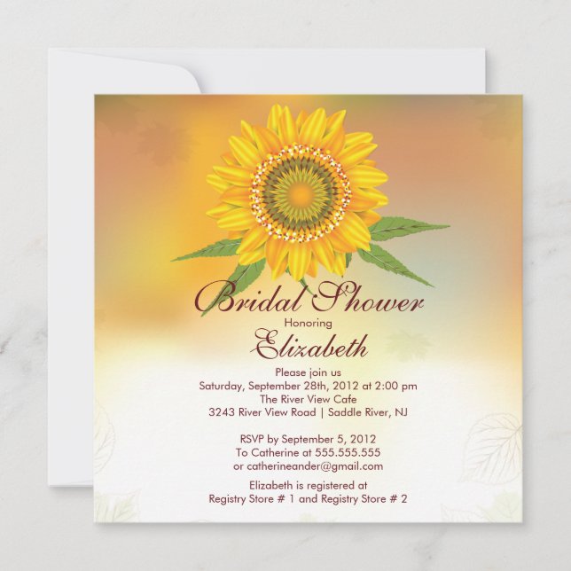 Invitation à la douche nuptiale du tournesol d'aut (Devant)