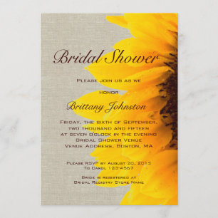 Invitation à la douche nuptiale du tournesol Linen