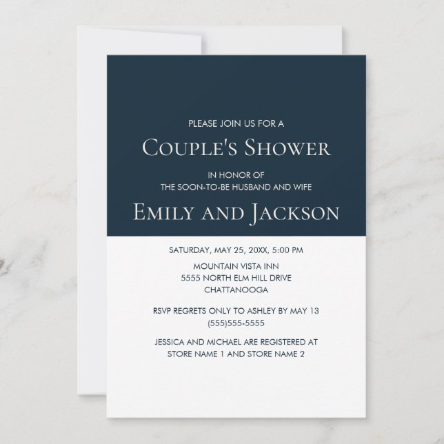 Invitation à la douche nuptiale d'un couple blanc  (Devant)