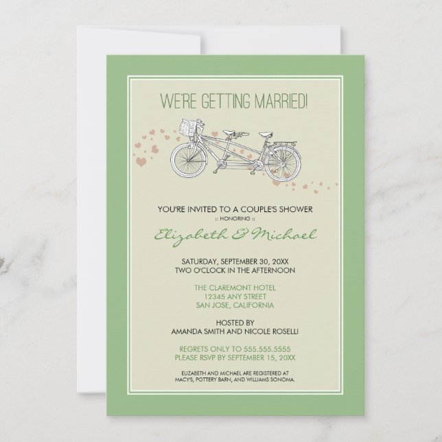 Invitation à la douche nuptiale d'un couple de bic (Devant)