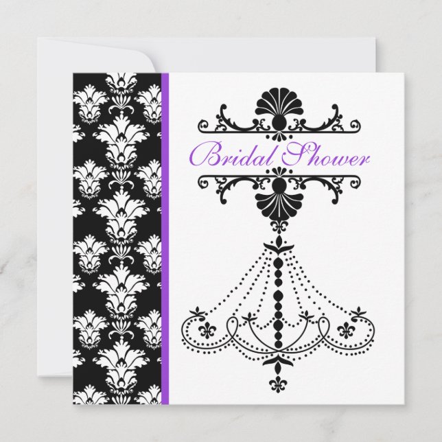 Invitation à la douche nuptiale d'un élégant lustr (Devant)