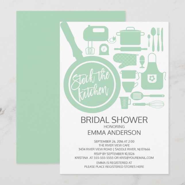 Invitation à la douche nuptiale d'une cuisine à la (Devant / Derrière)