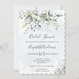 Invitation à la douche nuptiale Dusty Blue Eucalyp