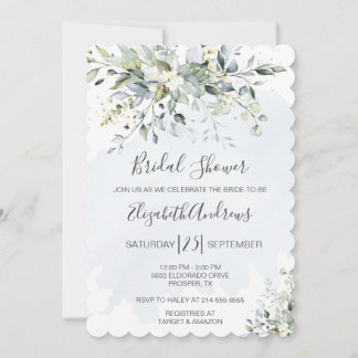 Invitation à la douche nuptiale Dusty Blue Eucalyp