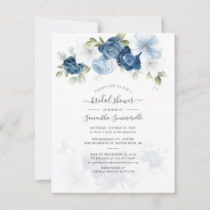 Invitation à la douche nuptiale Dusty Blue Floral