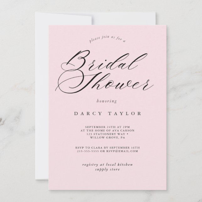 Invitation à la douche nuptiale Dusty Rose (Devant)