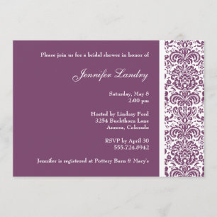 Invitation à la douche nuptiale Eggplant Purple Da