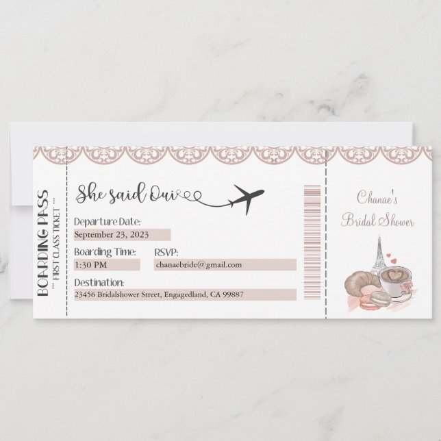 Invitation À La Douche Nuptiale, Elle A Dit Oui Ou (Devant)