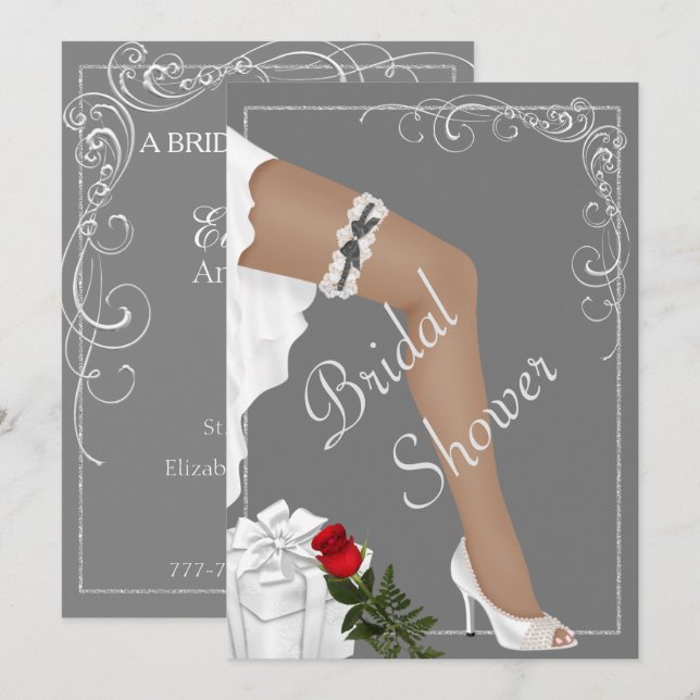 Invitation à la douche nuptiale en argent (Devant / Derrière)