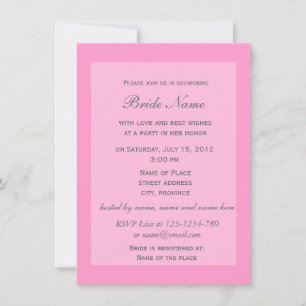Invitation à la douche nuptiale en azalée rose.