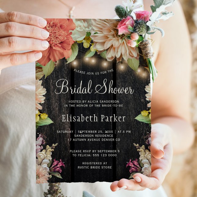 Invitation à la douche nuptiale en bois floral rus (Créateur téléchargé)