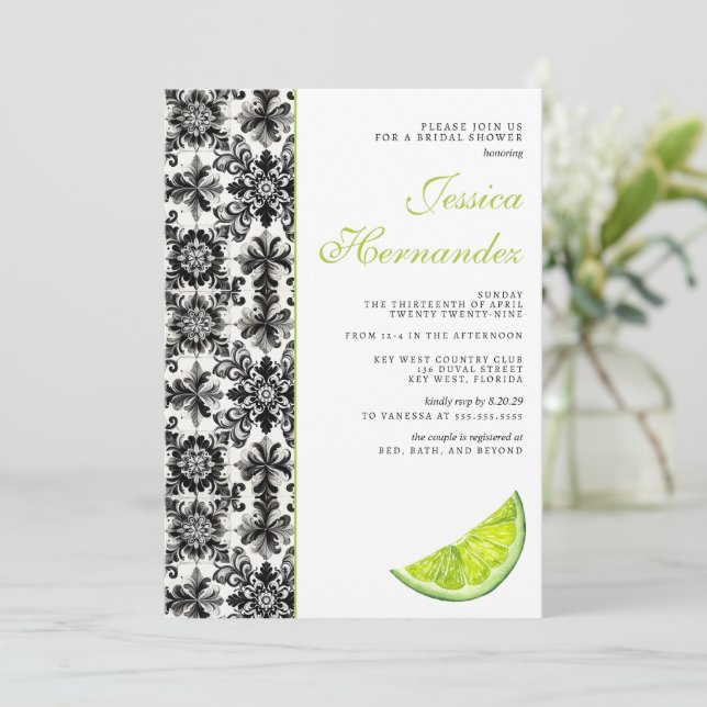 Invitation à la douche nuptiale en carreaux de cha (Debout devant)