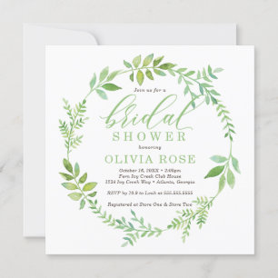 Invitation à la douche nuptiale en couronne verte,