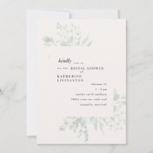 Invitation à la douche nuptiale en crème de feuill