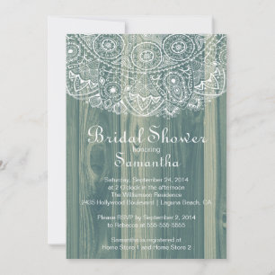 Invitation à la douche nuptiale en dentelle de boi