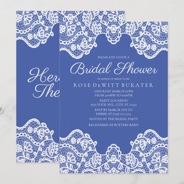 Invitation à la douche nuptiale en dentelle de pay (Devant / Derrière)
