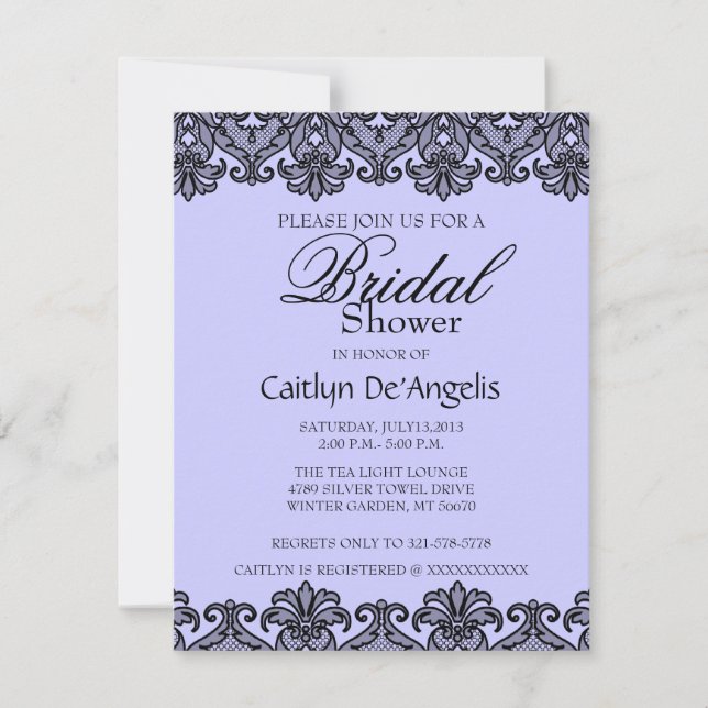 Invitation à la douche nuptiale en dentelle noire  (Devant)