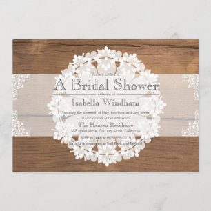 invitation à la douche nuptiale en dentelle rustiq