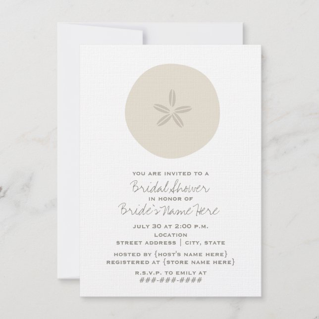Invitation à la douche nuptiale en dollars de sabl (Devant)
