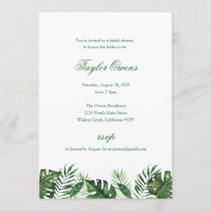 Invitation à la douche nuptiale en feuille de palm