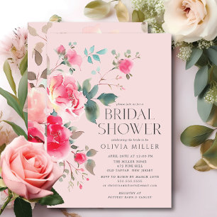 Invitation à la douche nuptiale en fleurs bleues