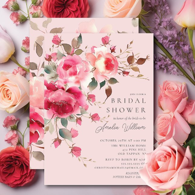 Invitation à la douche nuptiale en fleurs bleues (Créateur téléchargé)
