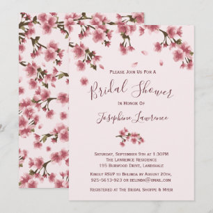 Invitation à la douche nuptiale en fleurs de ceris