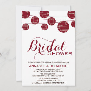 Invitation à la douche nuptiale en papier rouge ch