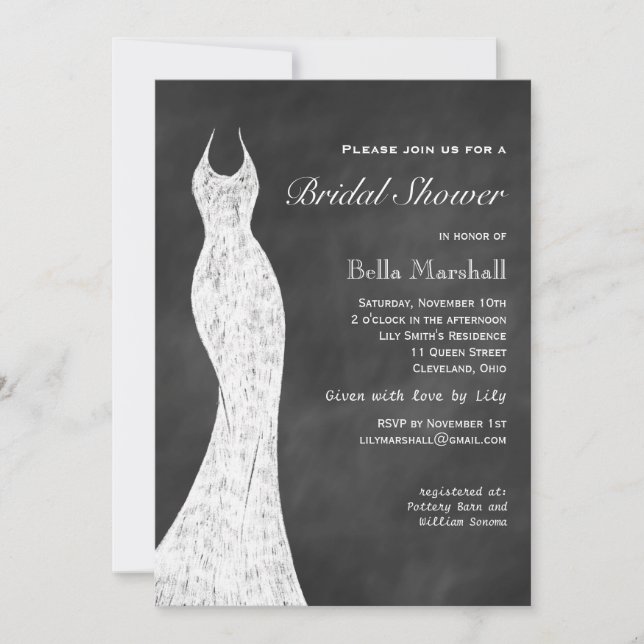 Invitation à la douche nuptiale en tableau noir (Devant)