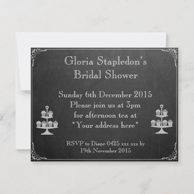 Invitation à la douche nuptiale en tableau noir (Devant)