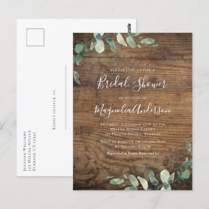 Invitation à la douche nuptiale Eucalyptus Wood