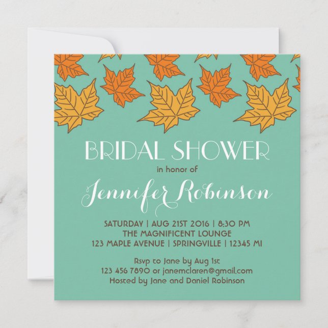 Invitation à la douche nuptiale Feuille de l'érabl (Devant)