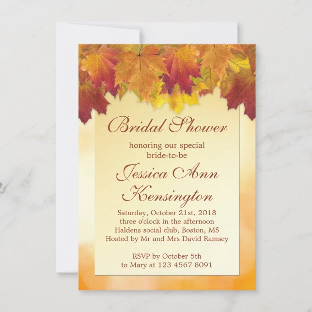 Invitation à la douche nuptiale feuille d'érable r (Devant)