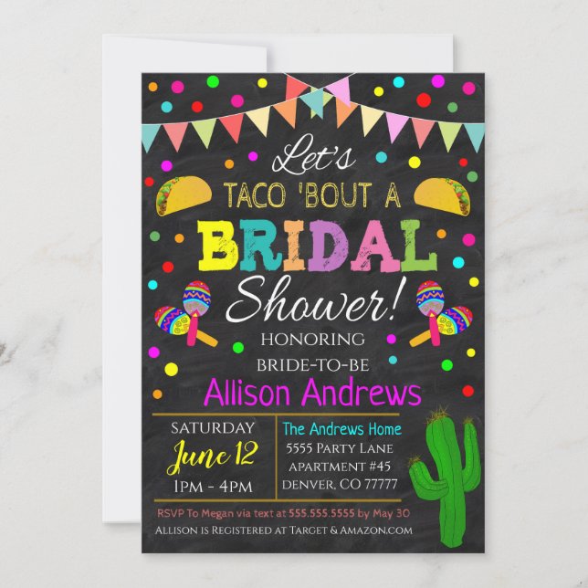 Invitation à la douche nuptiale Fiesta (Devant)