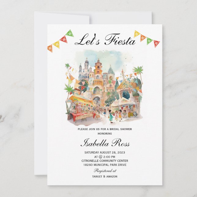 Invitation à la douche nuptiale Fiesta (Devant)