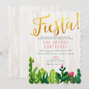 Invitation à la douche nuptiale Fiesta Cactus