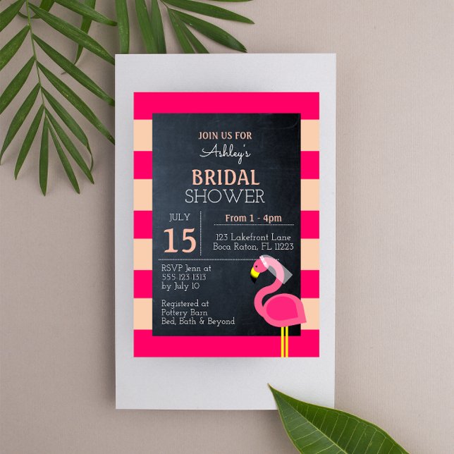 Invitation à la douche nuptiale Flamant rose rose (Créateur téléchargé)