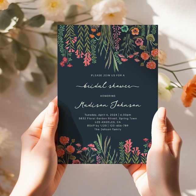 Invitation à la douche nuptiale Fleur sauvage colo (Colorful Wildflower Bridal Shower Invitation)