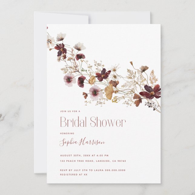 Invitation à la douche nuptiale Fleur sauvage de B (Devant)