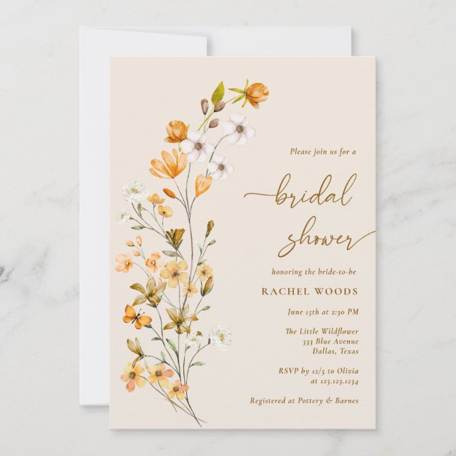 Invitation à la douche nuptiale Fleur sauvage de B (Devant)