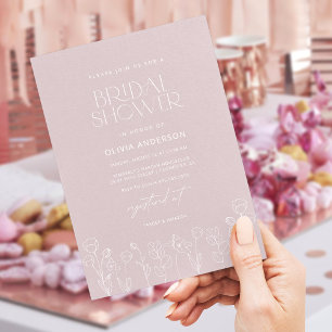 Invitation à la douche nuptiale fleurie Boho moder