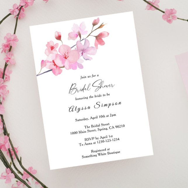 Invitation à la douche nuptiale fleurie cerise (Créateur téléchargé)